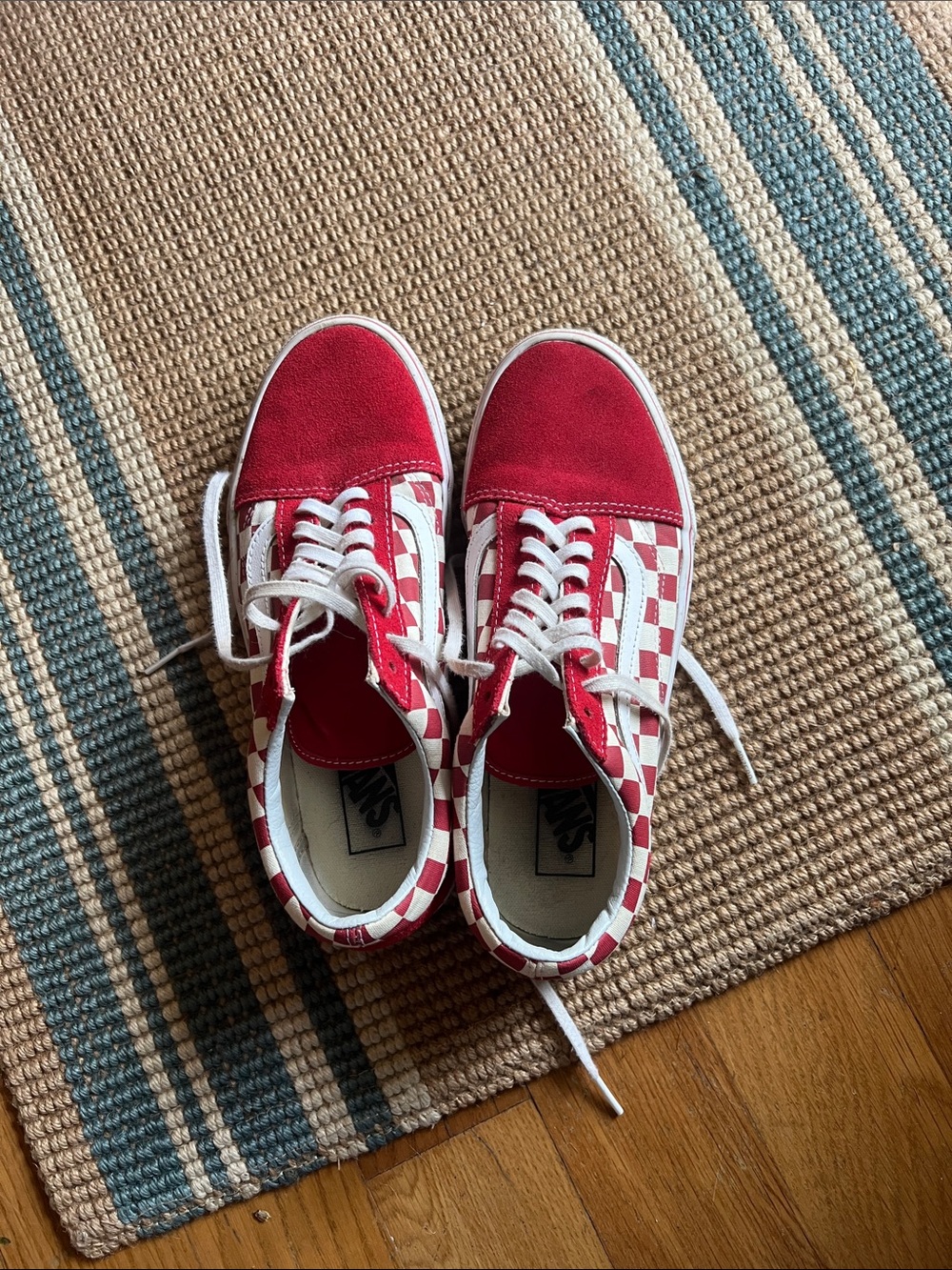 Vans Red and White Checkerboard Low-Top Sneakers - Picture 3 of 8